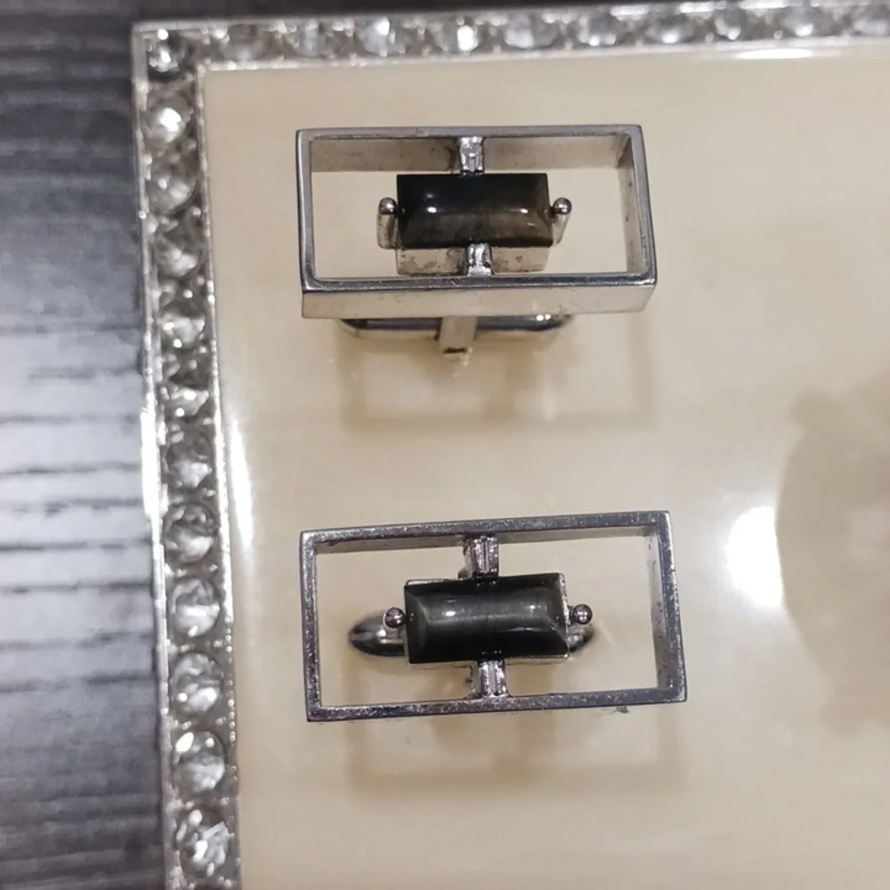 Swank Silver and Black Men's Cufflinks